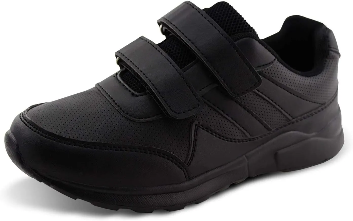 JABASIC Kids Black/White Hook and Loop School Uniform Sneaker