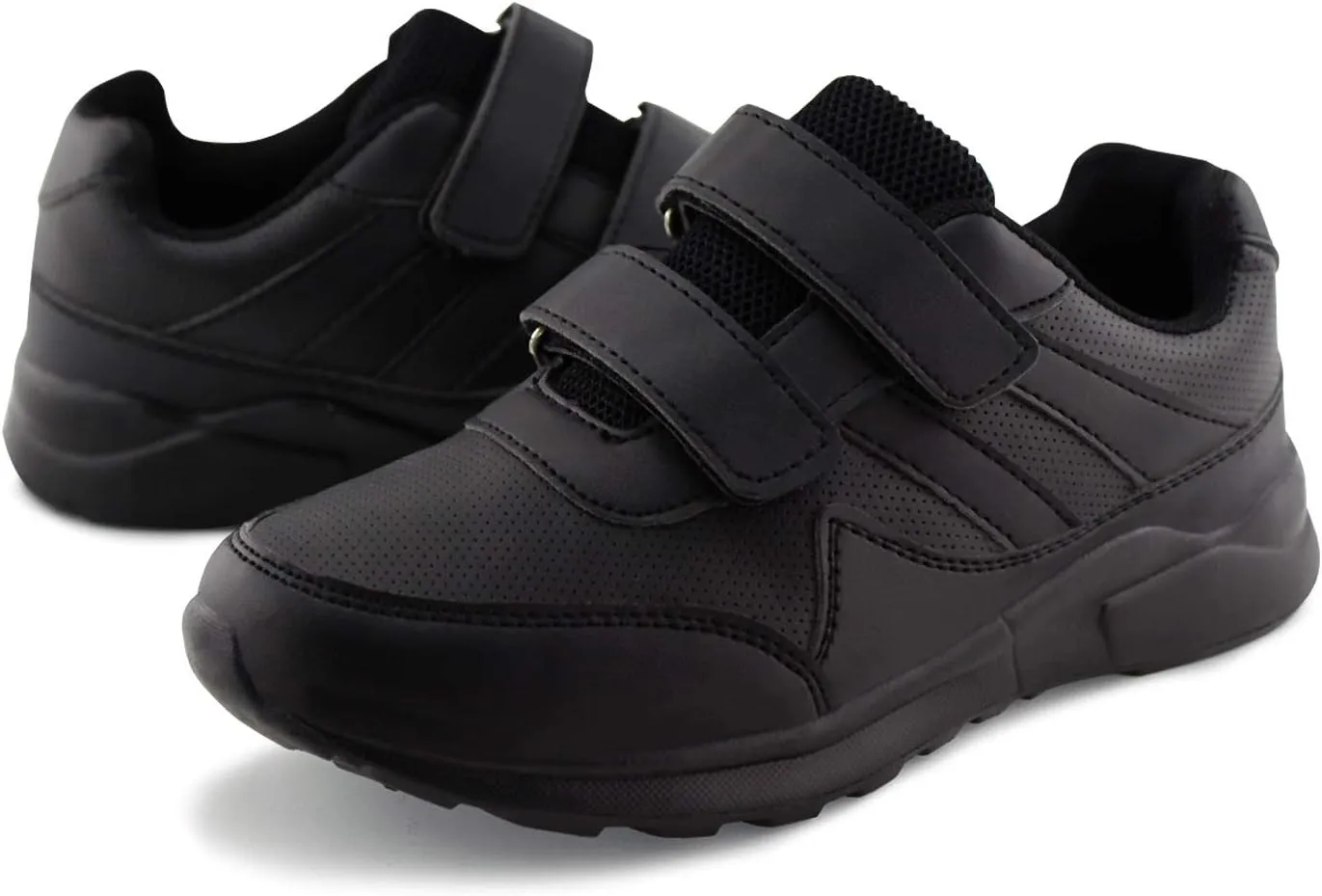 JABASIC Kids Black/White Hook and Loop School Uniform Sneaker