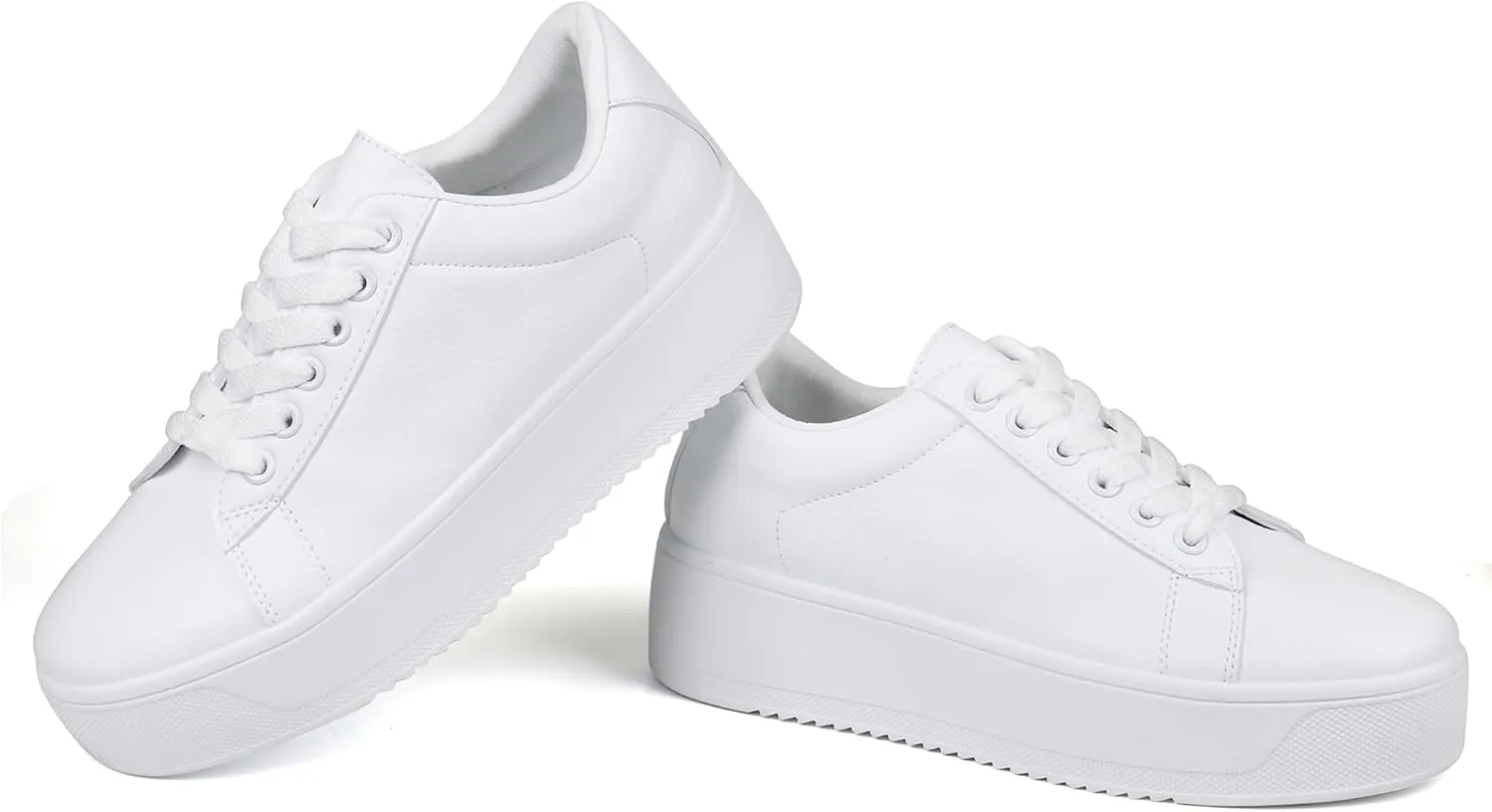 JABASIC Women Fashion Sneakers Low-top Lace-Up Stylish Walking Shoes Comfort Platform Sneakers