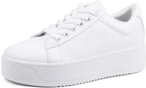 JABASIC Women Fashion Sneakers Low-top Lace-Up Stylish Walking Shoes Comfort Platform Sneakers