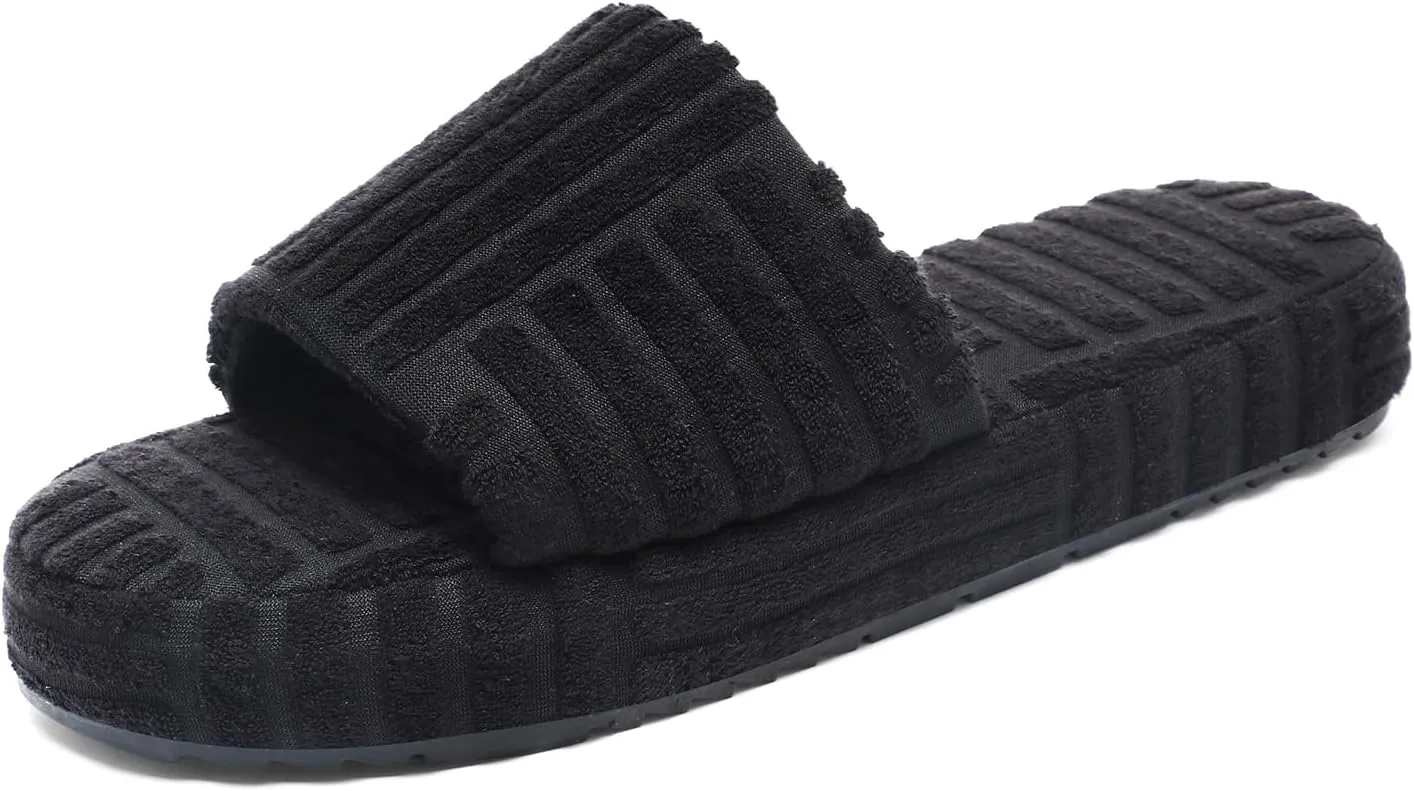 Jakcuz Womens Terry Towelling Slides Sandals Girls ladies Fashion Slip On House Shoes Slippers Platform Open Toe Multicolor Cute