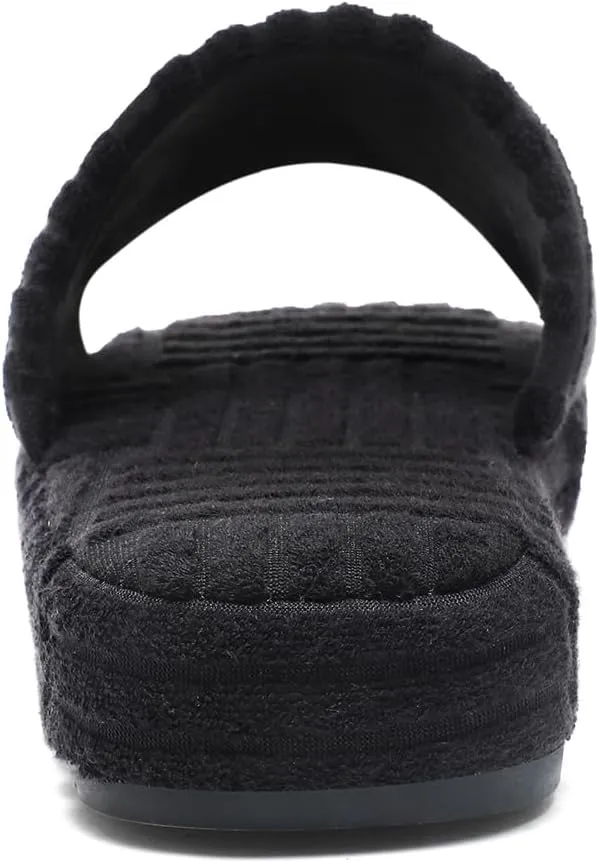 Jakcuz Womens Terry Towelling Slides Sandals Girls ladies Fashion Slip On House Shoes Slippers Platform Open Toe Multicolor Cute