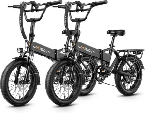Jasion EB7 2.0 Electric Bike for Adults, 1200W Peak Motor 28MPH Max Speed Folding Ebike, 48V 10AH Removable Battery, 20" Fat Tire with Dual Suspension, 7-Speed Electric Bicycles, UL Certifiled