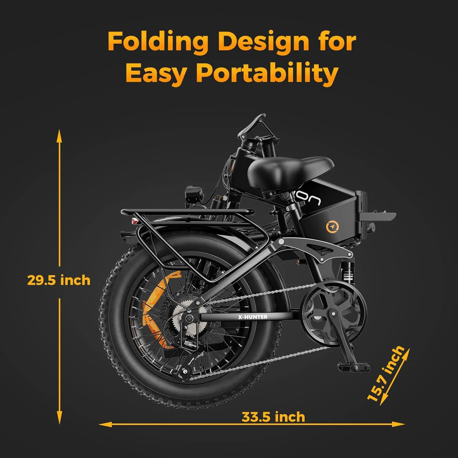 Jasion X-Hunter Electric Bike for Adults,1400W Peak Motor 30MPH Max Speed,48V 13AH Removable Battery, Full Suspension System Design,20''*4.0 Fat Tire Foldable Ebike 7-Speed Bicycles