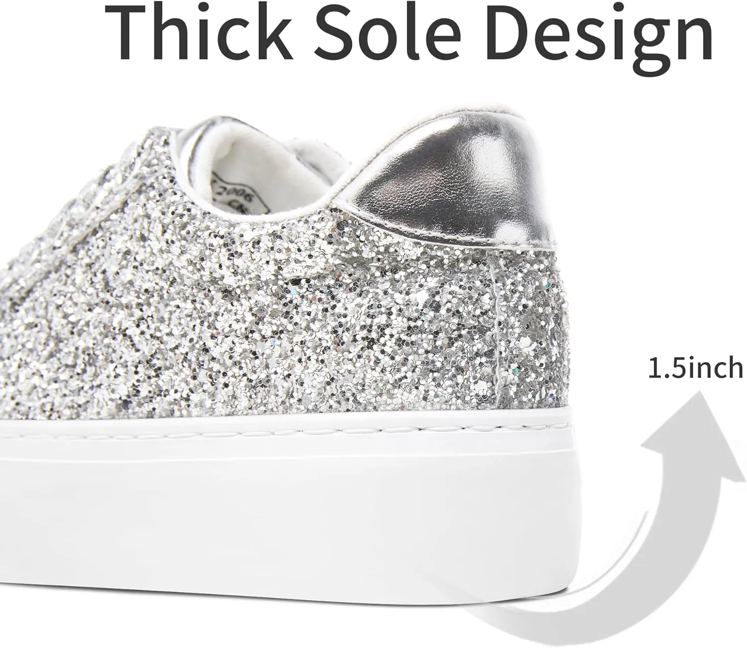 Jeekopeg Glitter Platform Sneakers Women Casual Sequin Sparkly Shoes Bling Thick Sole Walking Shoes Shiny Sequin Wedding Sneakers for Lady