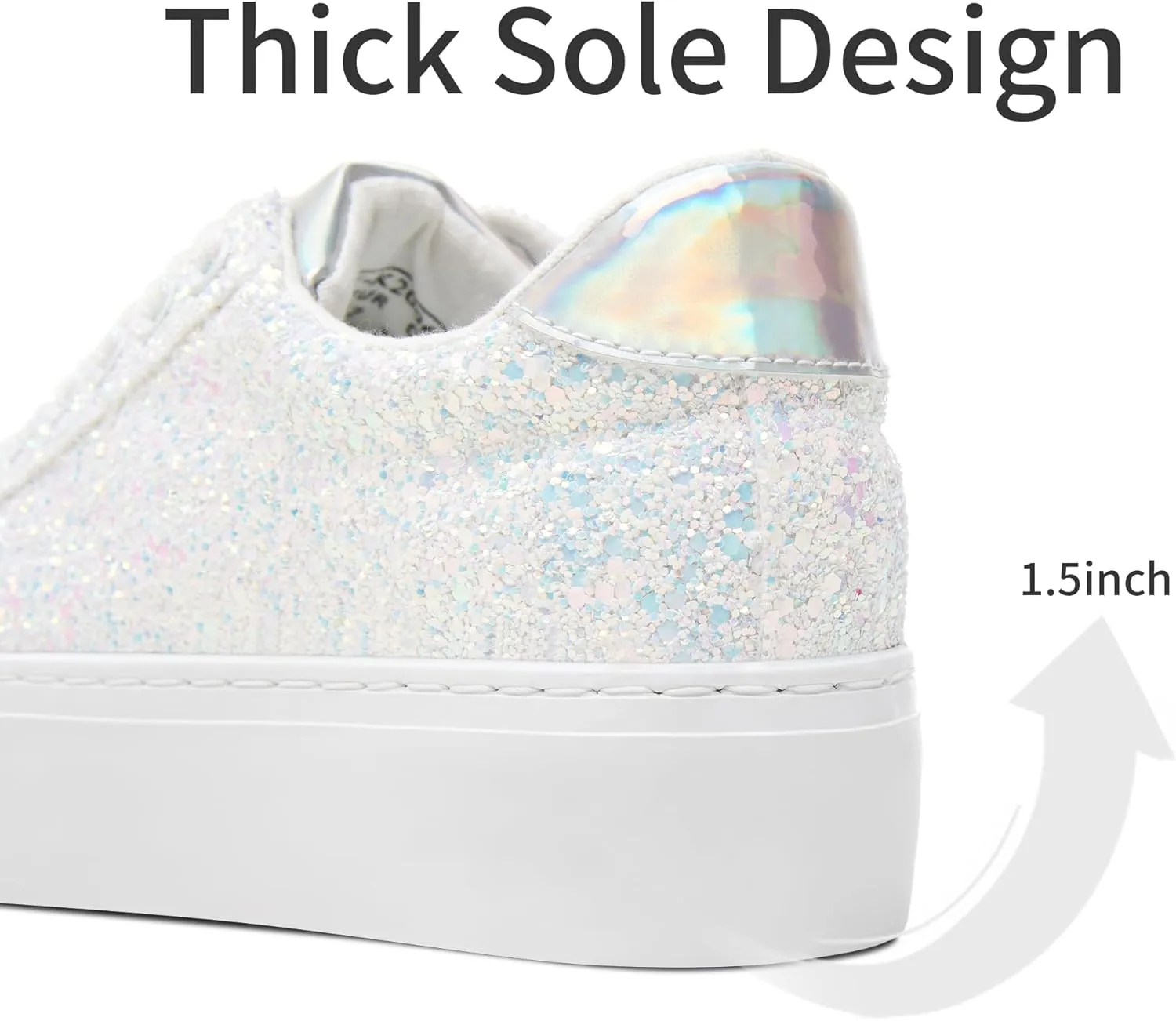Jeekopeg Glitter Platform Sneakers Women Casual Sequin Sparkly Shoes Bling Thick Sole Walking Shoes Shiny Sequin Wedding Sneakers for Lady