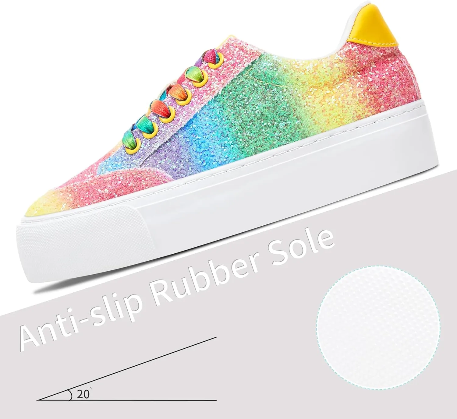 Jeekopeg Glitter Platform Sneakers Women Casual Sequin Sparkly Shoes Bling Thick Sole Walking Shoes Shiny Sequin Wedding Sneakers for Lady