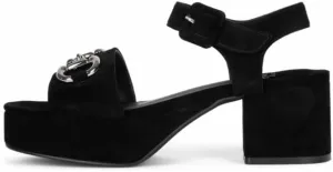 Jeffrey Campbell Timeless Green Suede Gold Ankle Strap Open Toe Heeled Sandals