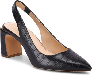 Jeimpoey Womens Slingback Chunky Heels Point-toe Pump Shoes Block Heel Summer Sandals Low-heel Party Shoes