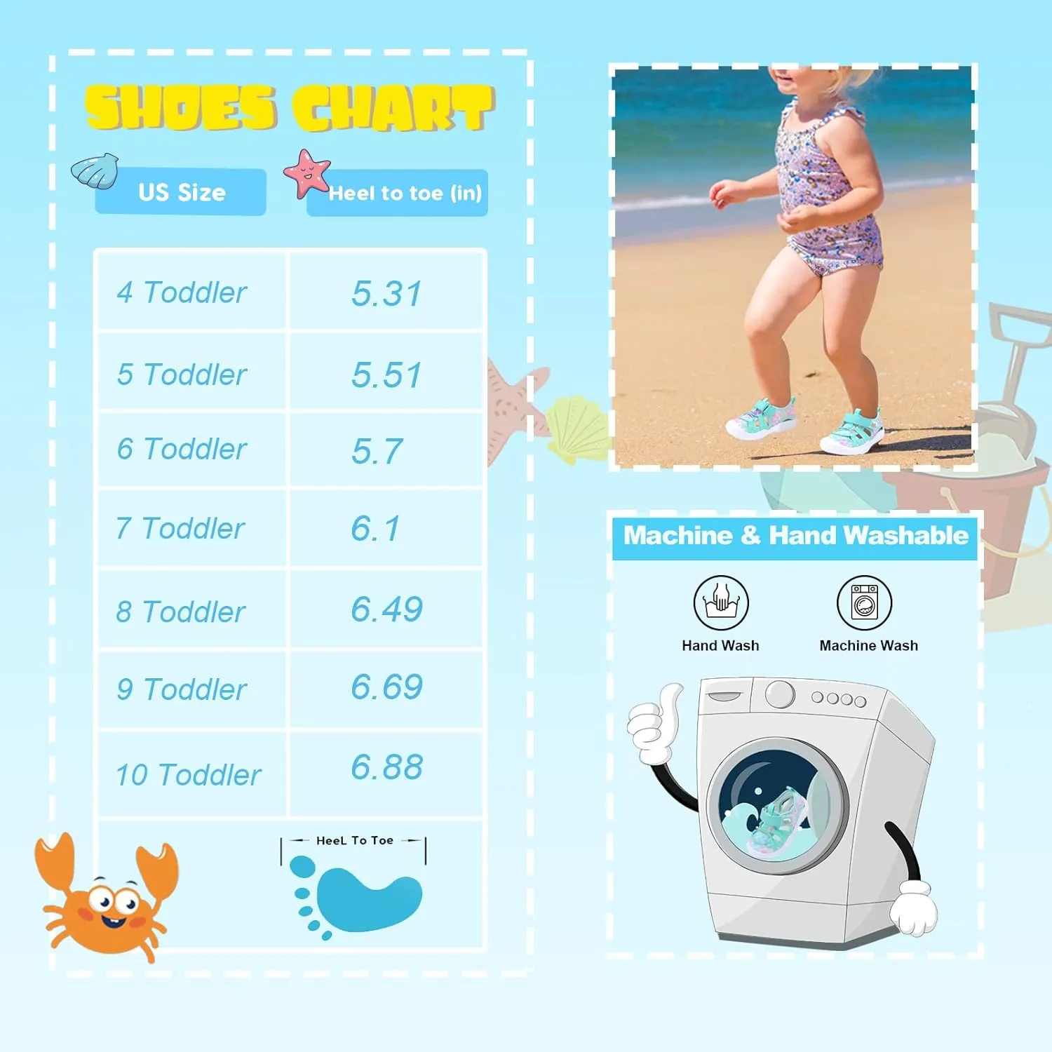 JOINFREE Toddler Boys Girls Water Shoes Breathable Qucik Dry Sport Beach Sandals Lightweight Barefoot Flexible