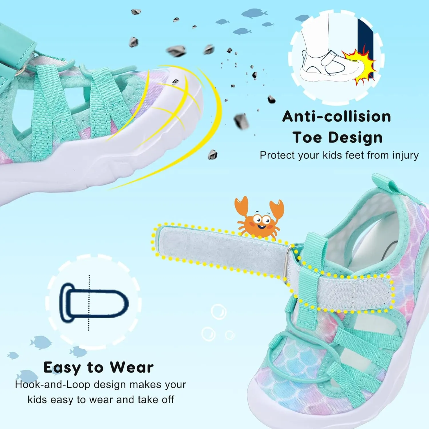 JOINFREE Toddler Boys Girls Water Shoes Breathable Qucik Dry Sport Beach Sandals Lightweight Barefoot Flexible