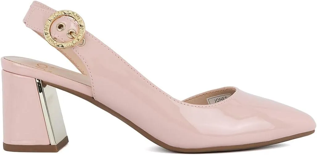 Jones New York Women's Patent Slingback Heeled Sandals | Block Heel Dress Shoes with Buckle | Open-Toe/Closed-Toe Elegant & Comfortable Footwear for Formal Events, Parties & Weddings