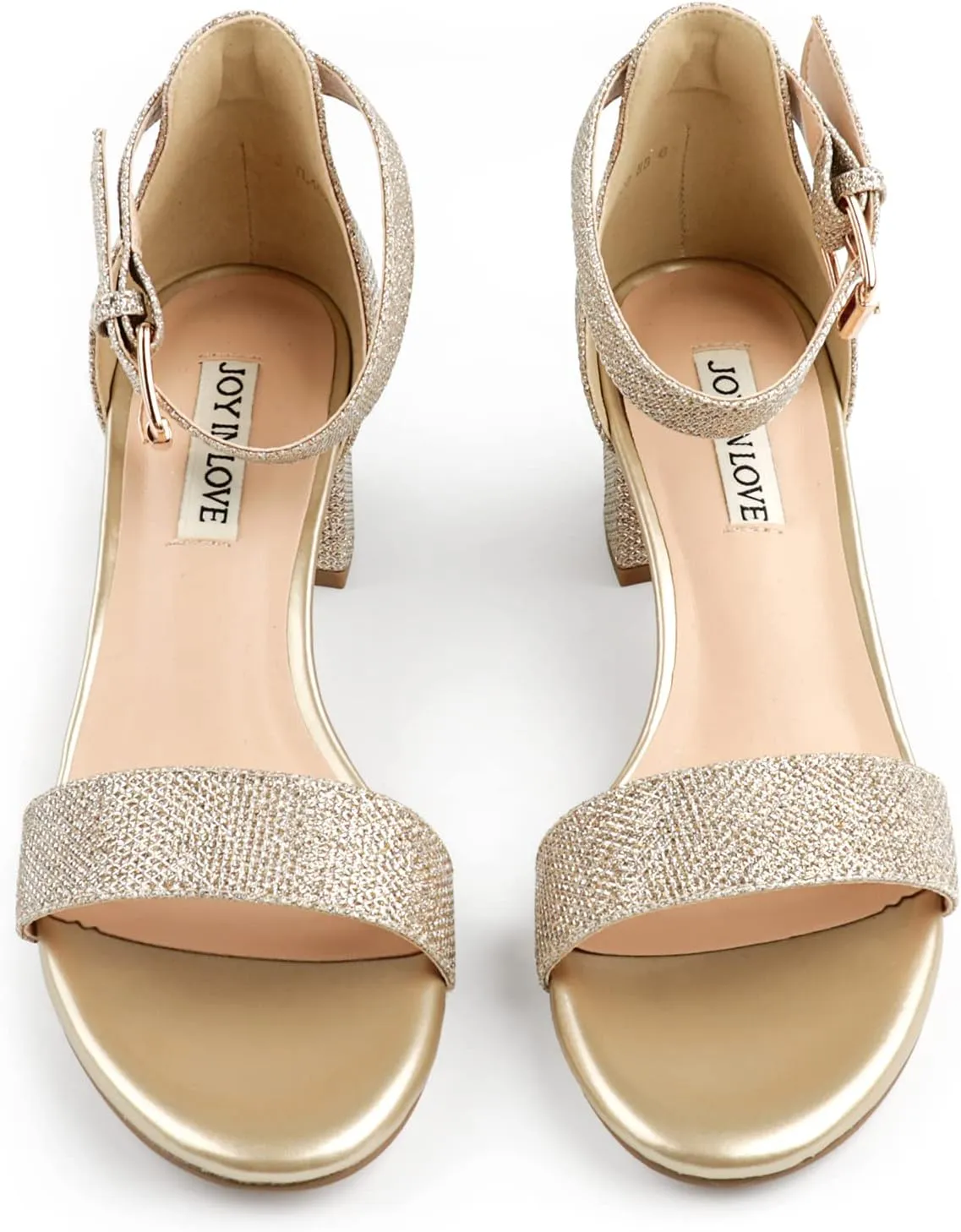 JOY IN LOVE Women's Chunky Low Heels Ankle Strap Open Toe Block Heel Sandals