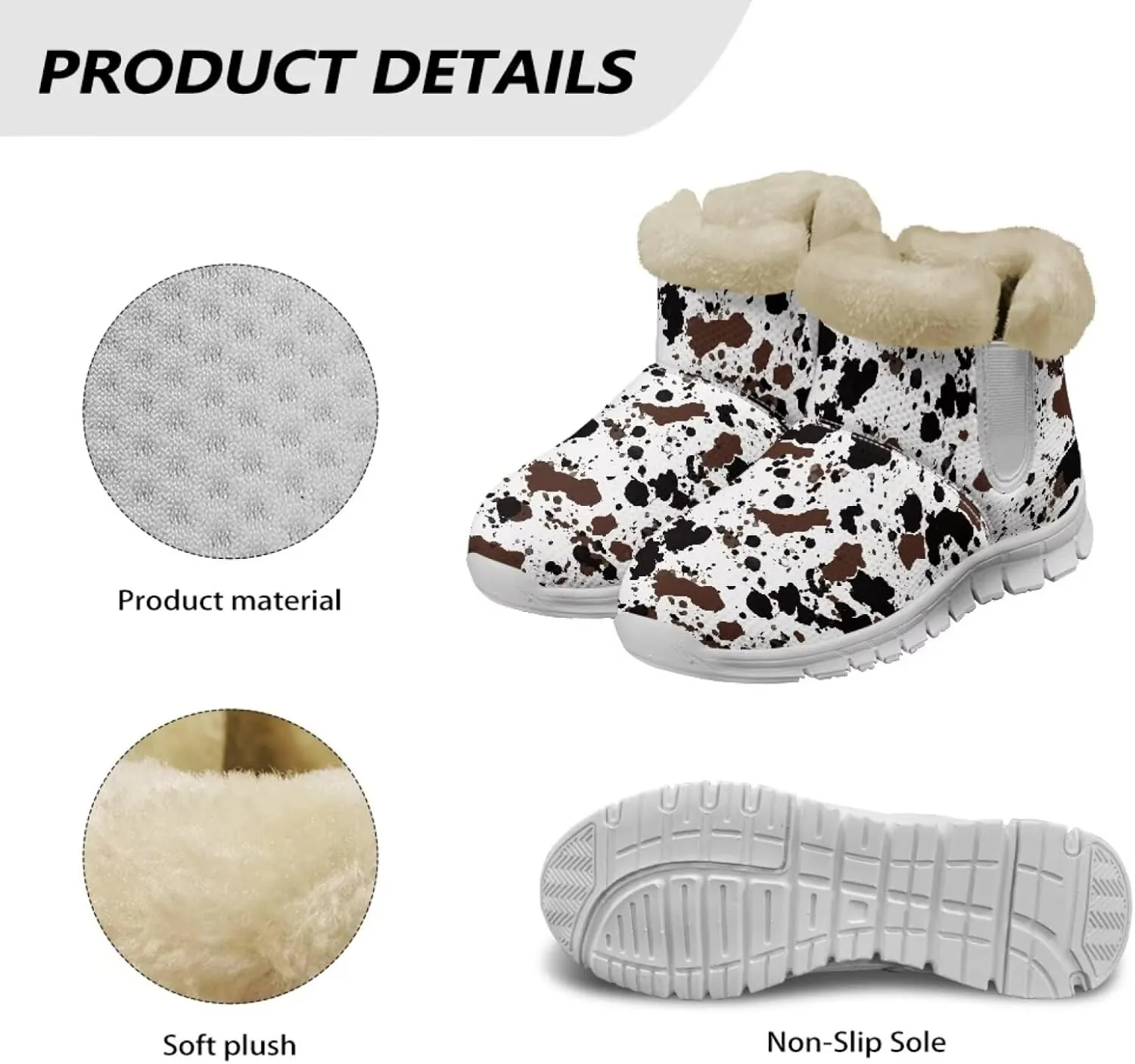 JoyLamoria Unisex Winter Snow Boots Non Slip Ankle Boots Slip On Comfy Walking Boots Foot Wear Arch Support