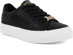 Juicy Couture Women's Classic Lace-Up & Sparkle Pearl Sneakers - Casual Chic, Bling, and Bedazzled
