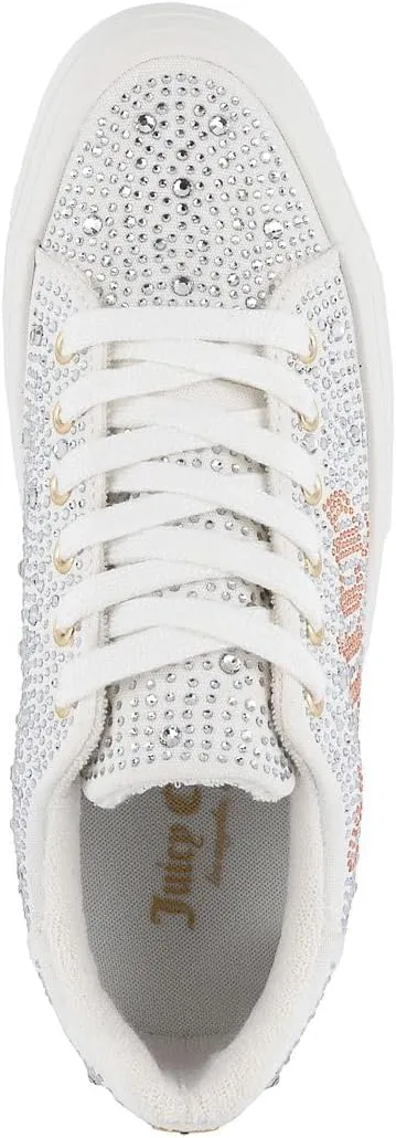 Juicy Couture Women's Classic Lace-Up & Sparkle Pearl Sneakers - Casual Chic, Bling, and Bedazzled