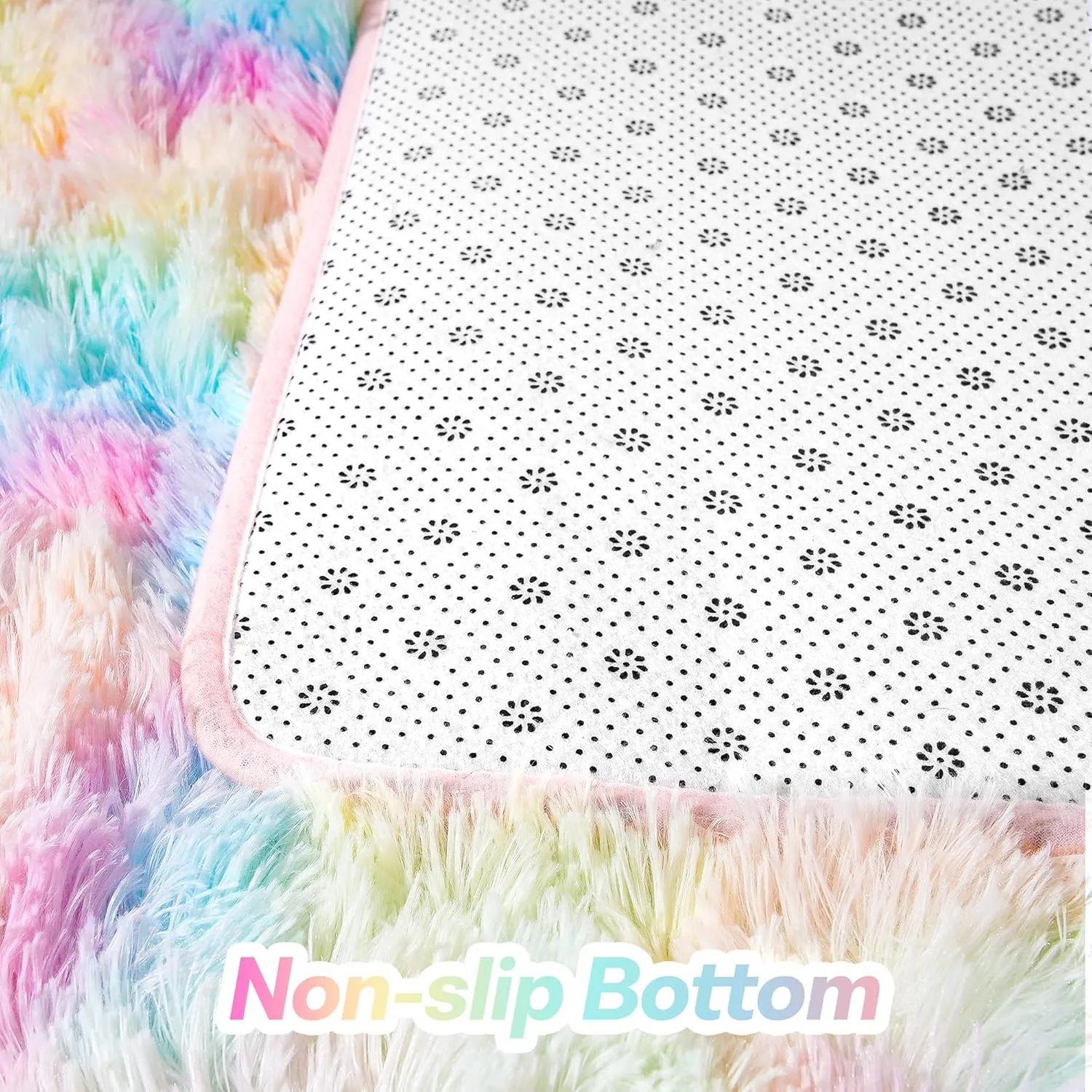 junovo Washable, Non-Slip Area Rug, Soft Rainbow Area Rug for Girl's Room, Children's Play mat, Baby Girl Bedroom Nursery Home Bedroom, 4ft x 6ft Tie-Dyed Rainbow