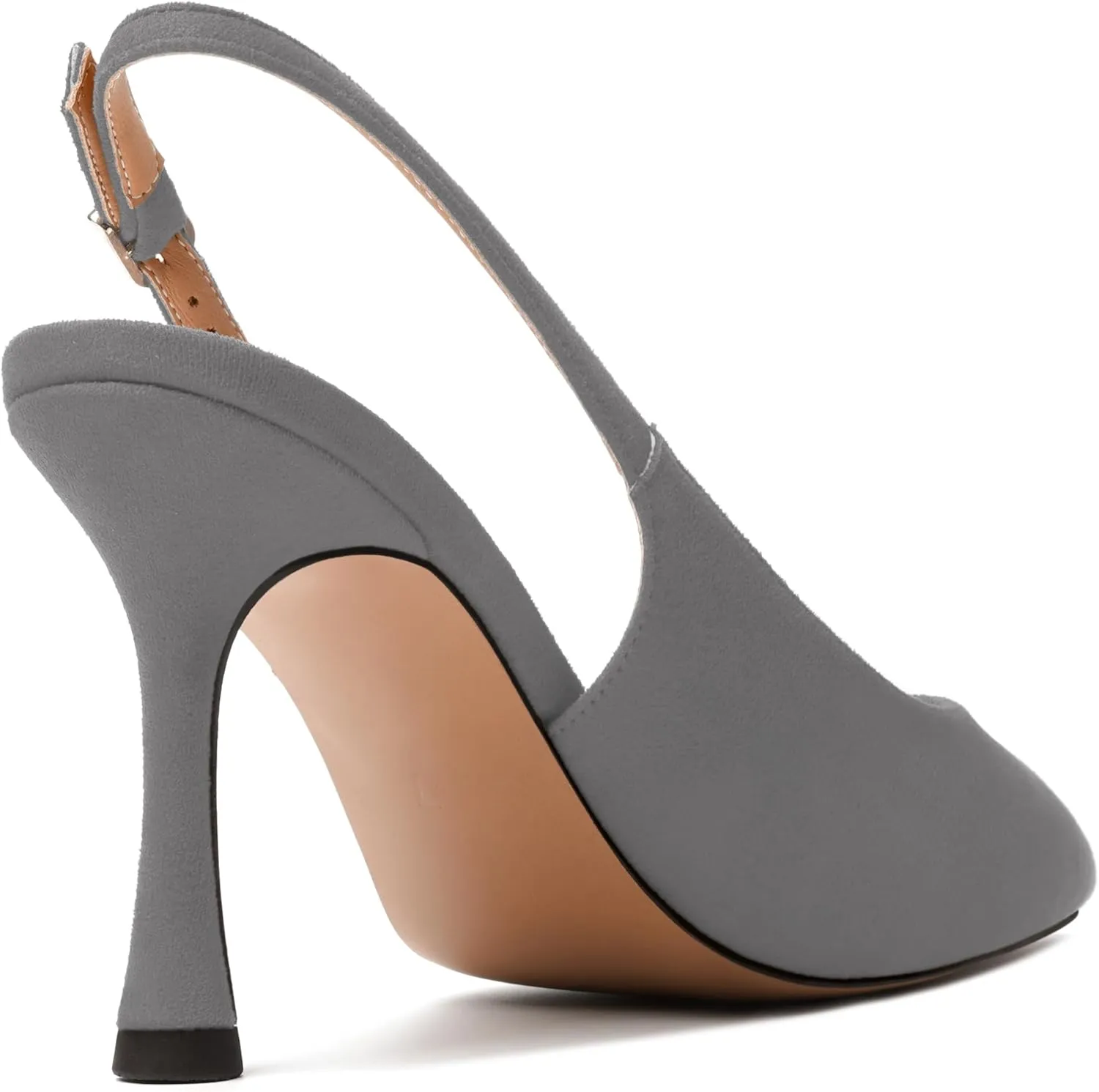 JUSTDANNI Womens Slingback Suede Pointed Toe Wedding Dress Buckle Comfortable Stiletto High Heel Pumps Shoes 3.3 Inch
