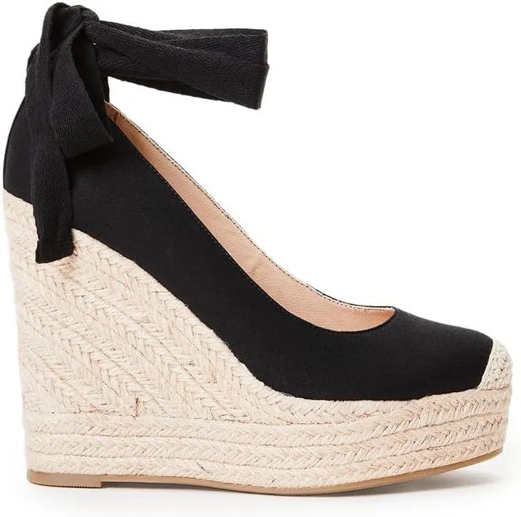 JustFab Wedge Sandals for Women Platform High Heels Summer Mule Open Toe Espadrille Wedges Slip on Comfortable Soft Arch Support Sandals