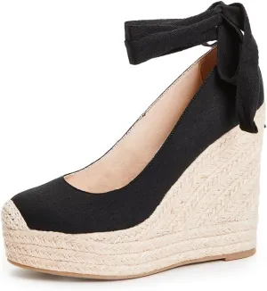 JustFab Wedge Sandals for Women Platform High Heels Summer Mule Open Toe Espadrille Wedges Slip on Comfortable Soft Arch Support Sandals