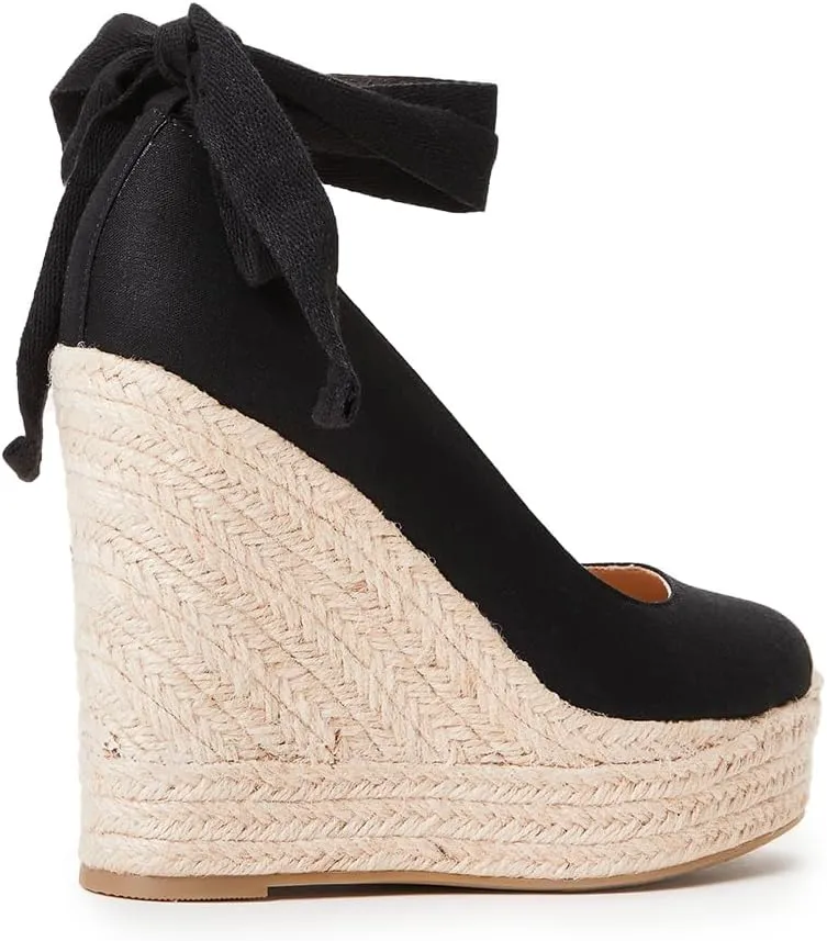 JustFab Wedge Sandals for Women Platform High Heels Summer Mule Open Toe Espadrille Wedges Slip on Comfortable Soft Arch Support Sandals
