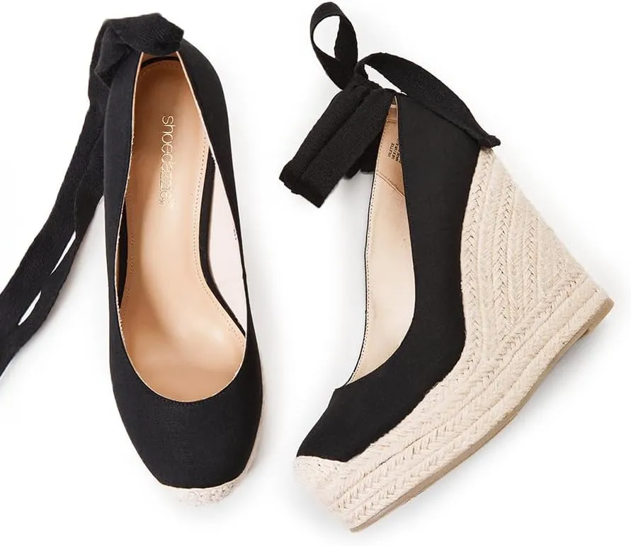 JustFab Wedge Sandals for Women Platform High Heels Summer Mule Open Toe Espadrille Wedges Slip on Comfortable Soft Arch Support Sandals