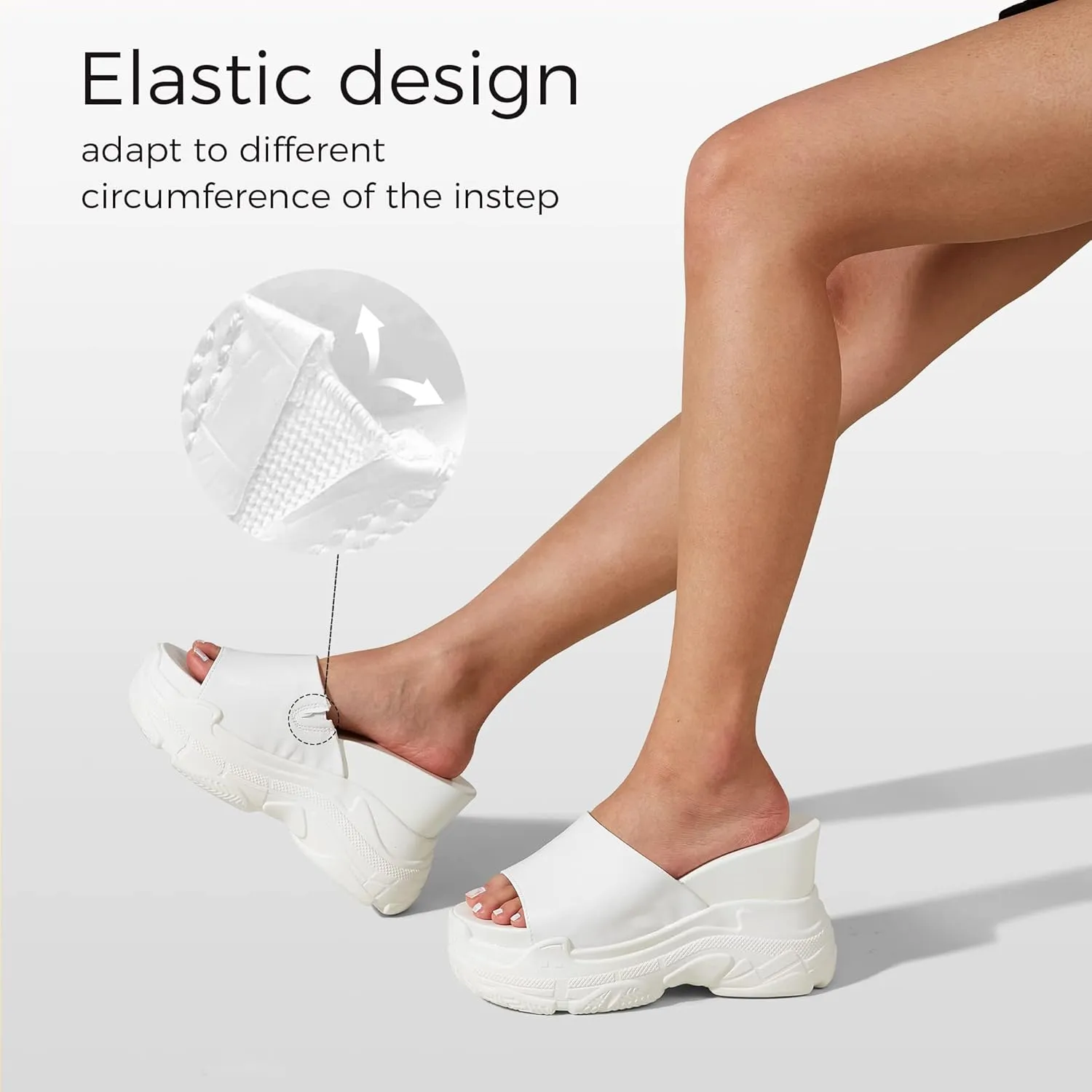 K KIP WOK Women‘s Wedge Chunky Sandals Heel Thick Bottom Summer Platform Slides Sequins Open Toe Tourist Slippers PU Leather Shoes