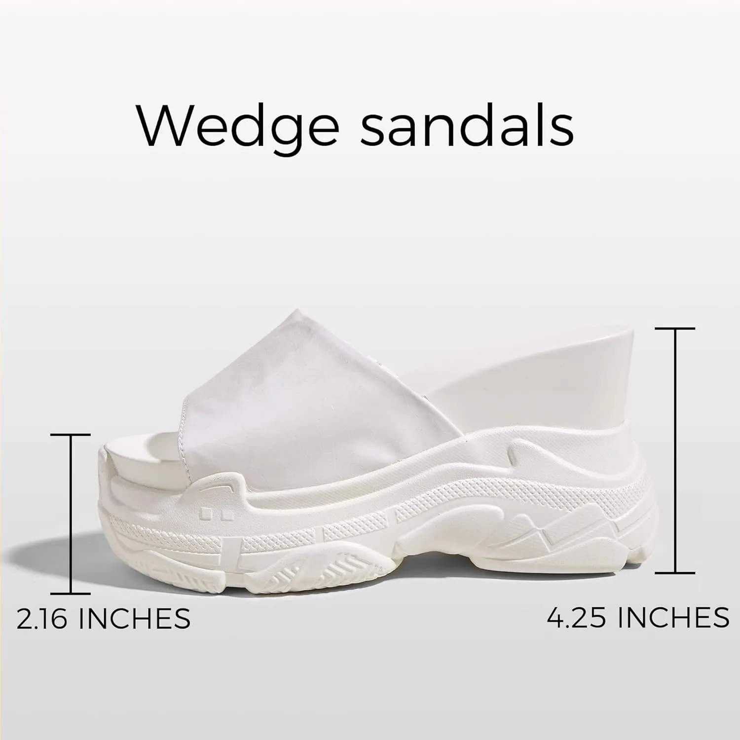 K KIP WOK Women‘s Wedge Chunky Sandals Heel Thick Bottom Summer Platform Slides Sequins Open Toe Tourist Slippers PU Leather Shoes