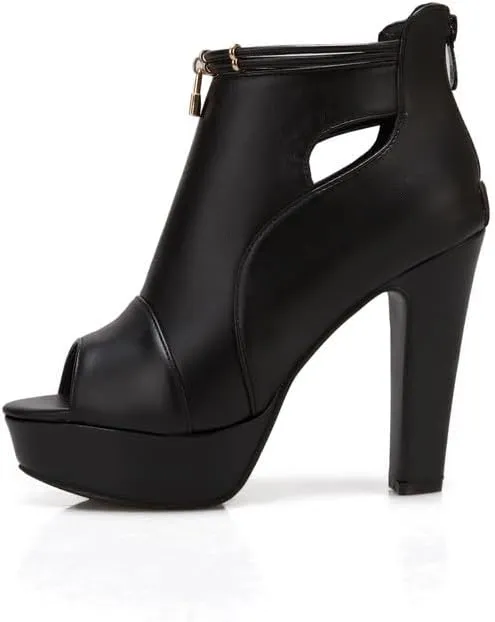 KAGAA peep Toe Zip Platform 3.5 cm Women Pumps,Block Heel high Heel 12 cm Handmade Sandals for Women ka33-10s