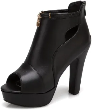 KAGAA peep Toe Zip Platform 3.5 cm Women Pumps,Block Heel high Heel 12 cm Handmade Sandals for Women ka33-10s