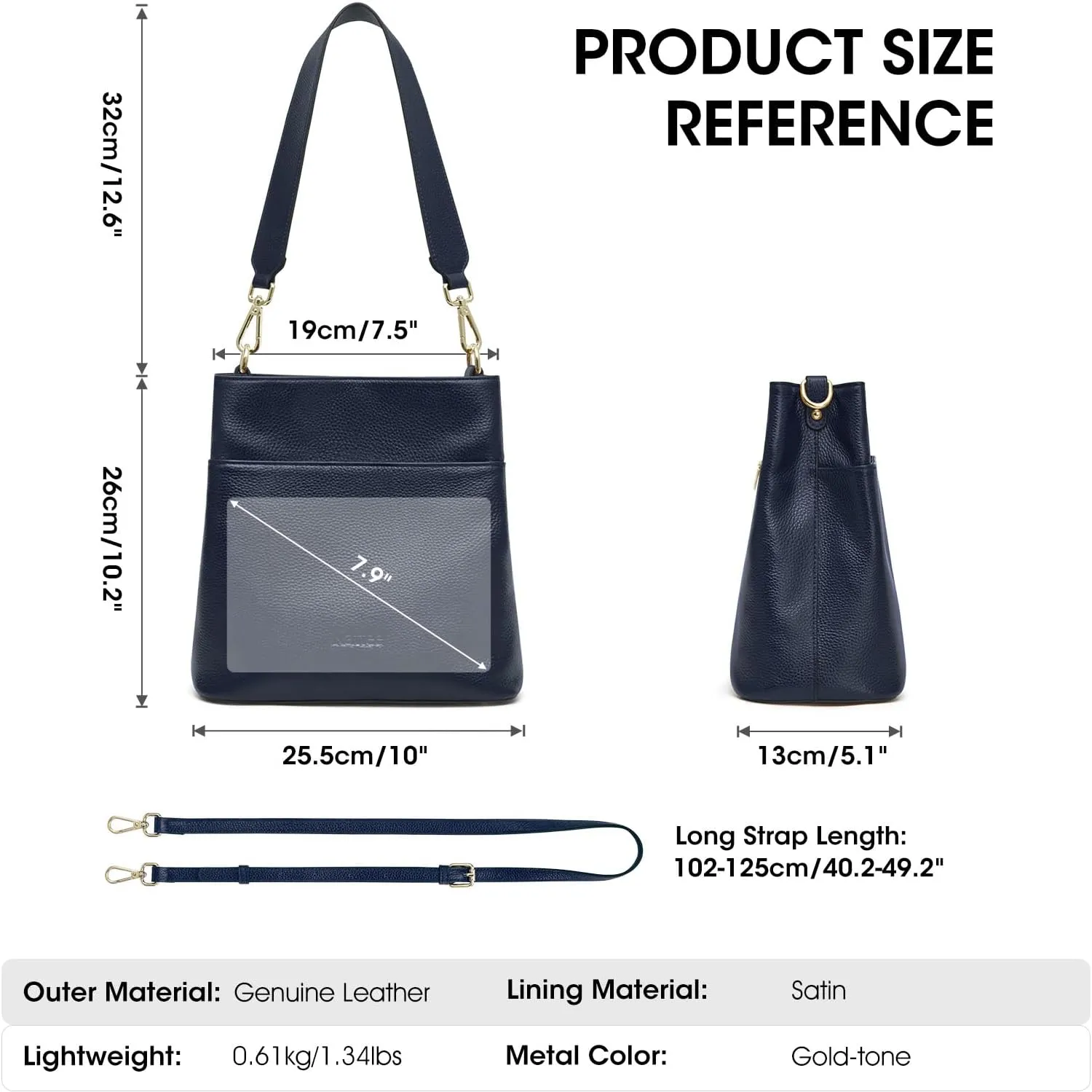 Kattee Leather Handbags for Women, Soft Shoulder Tote Crossbody Purses Bucket Bags with 2 Straps