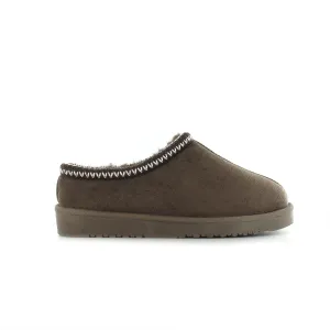 Kelly: Embroided Faux Fur Lined Mule Slippers - Mocca