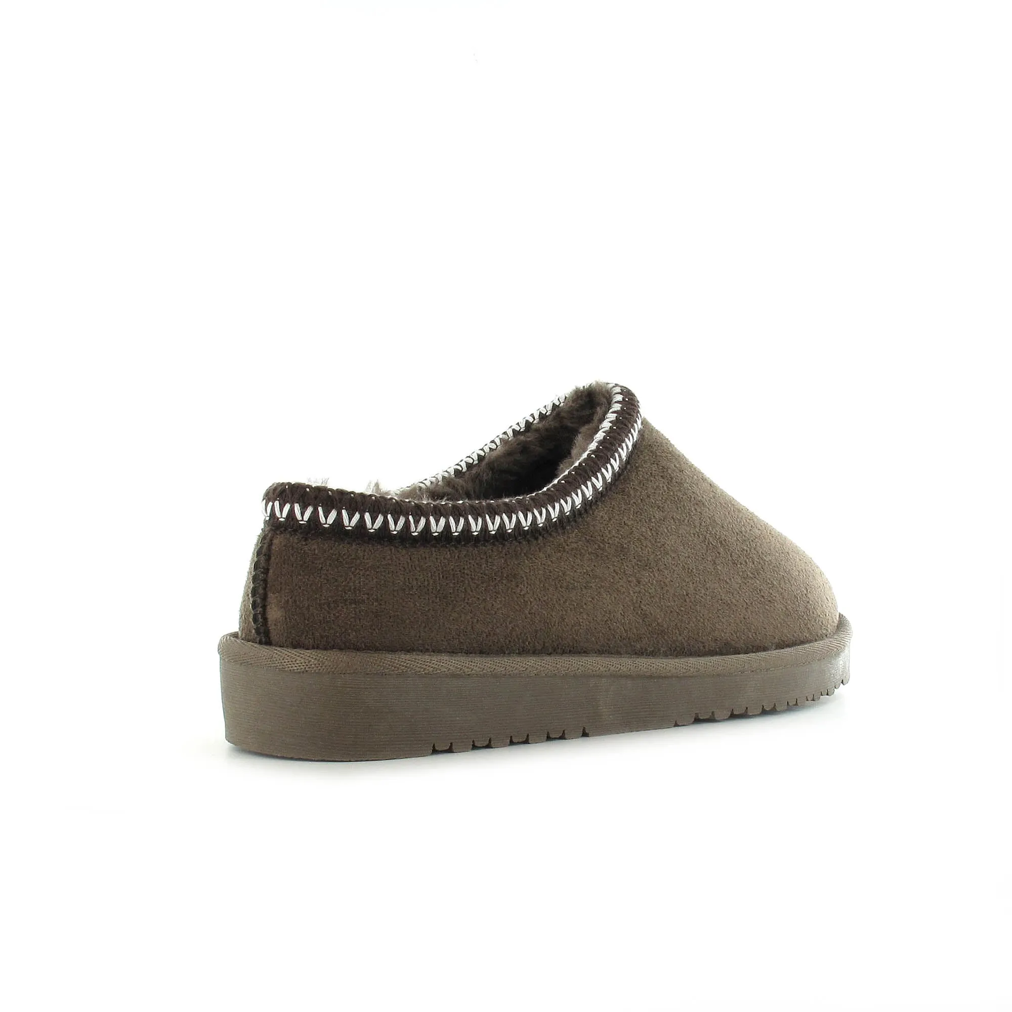 Kelly: Embroided Faux Fur Lined Mule Slippers - Mocca