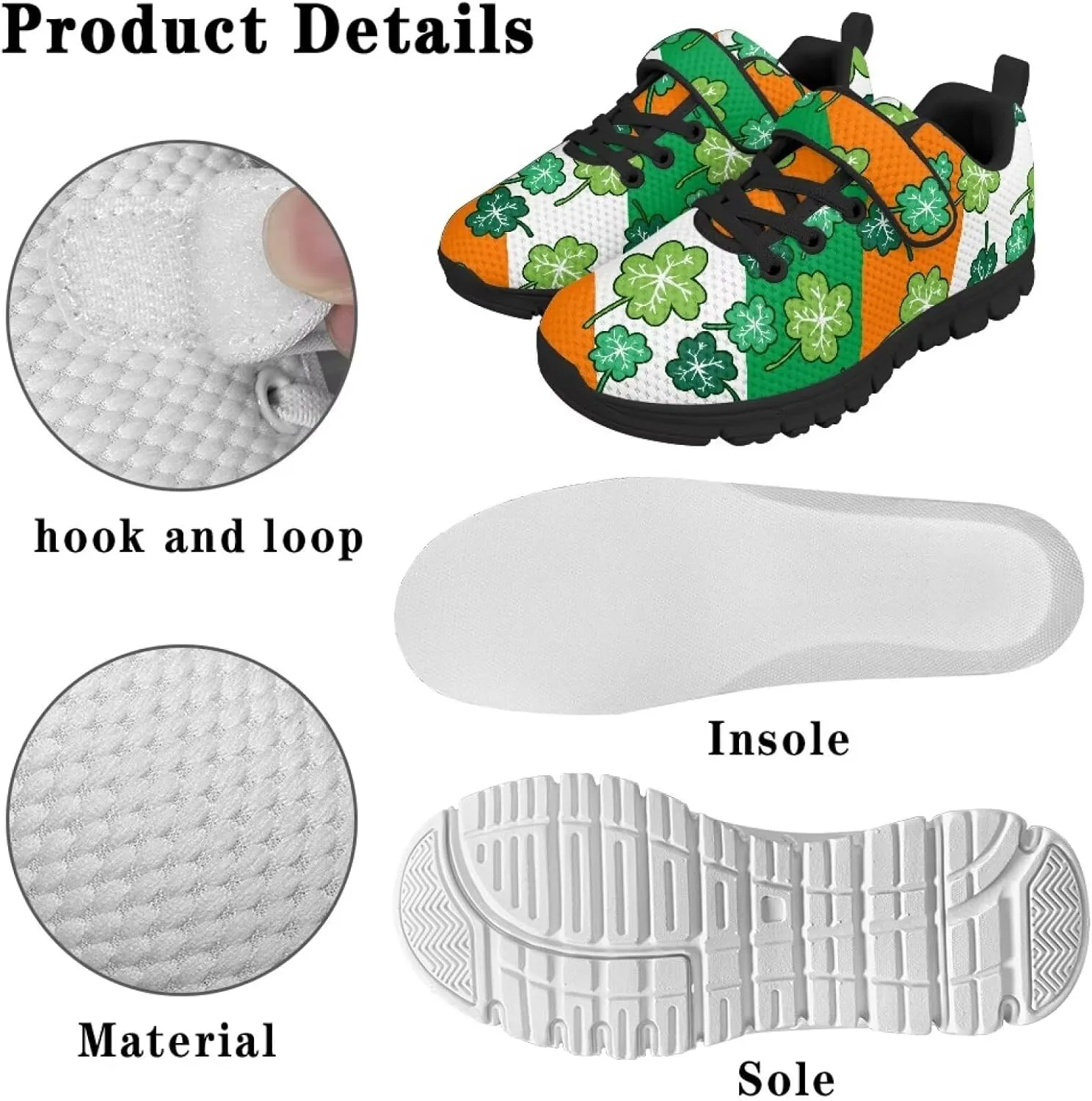 Kids St Patrick's Day Shoes Green Sneakers for Girls Boys Slip On Shoes