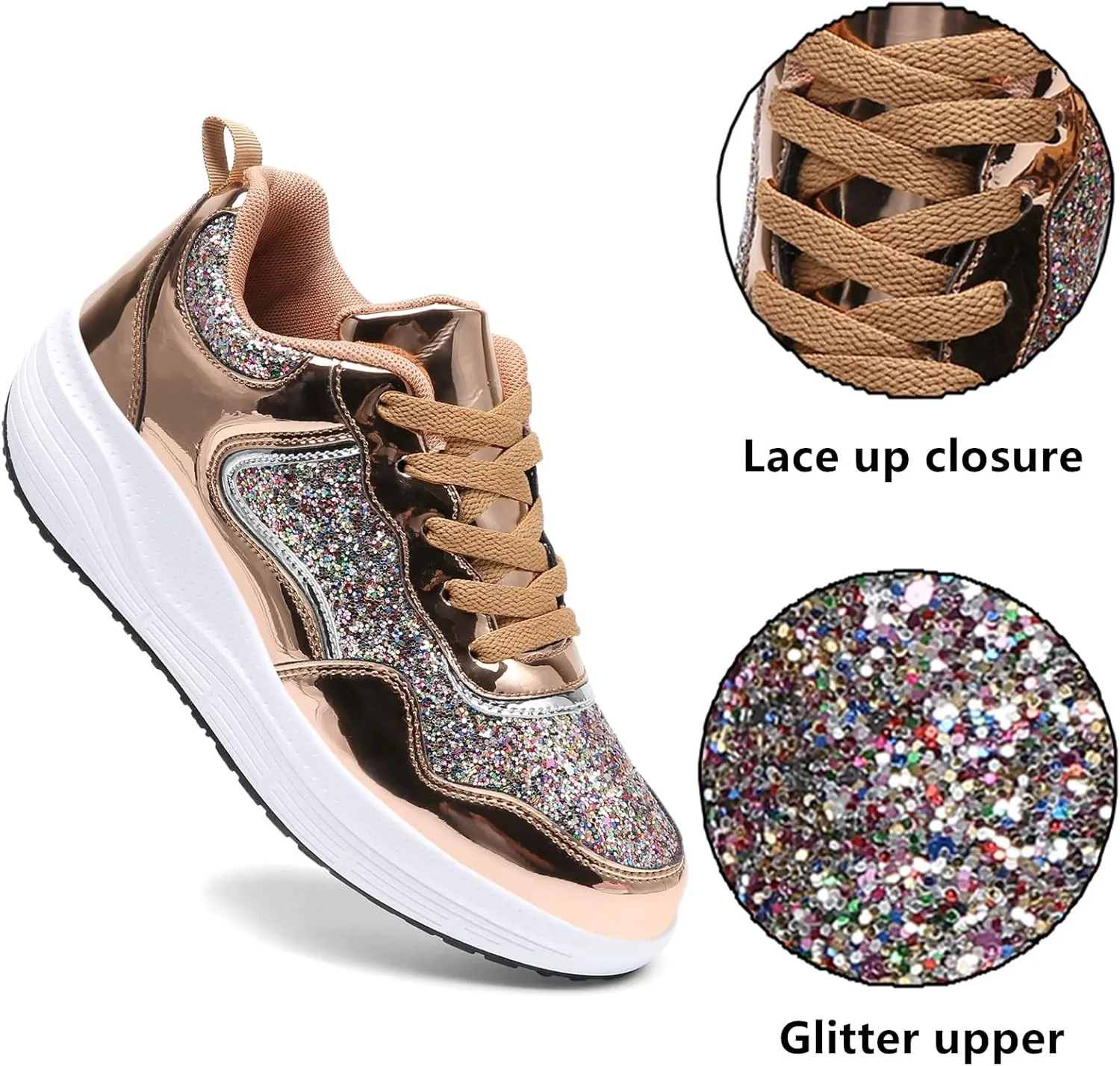 kkdom Women's Walking Shoes Breathable Mesh Comfort Lightweight Wedge Platform Sneakers
