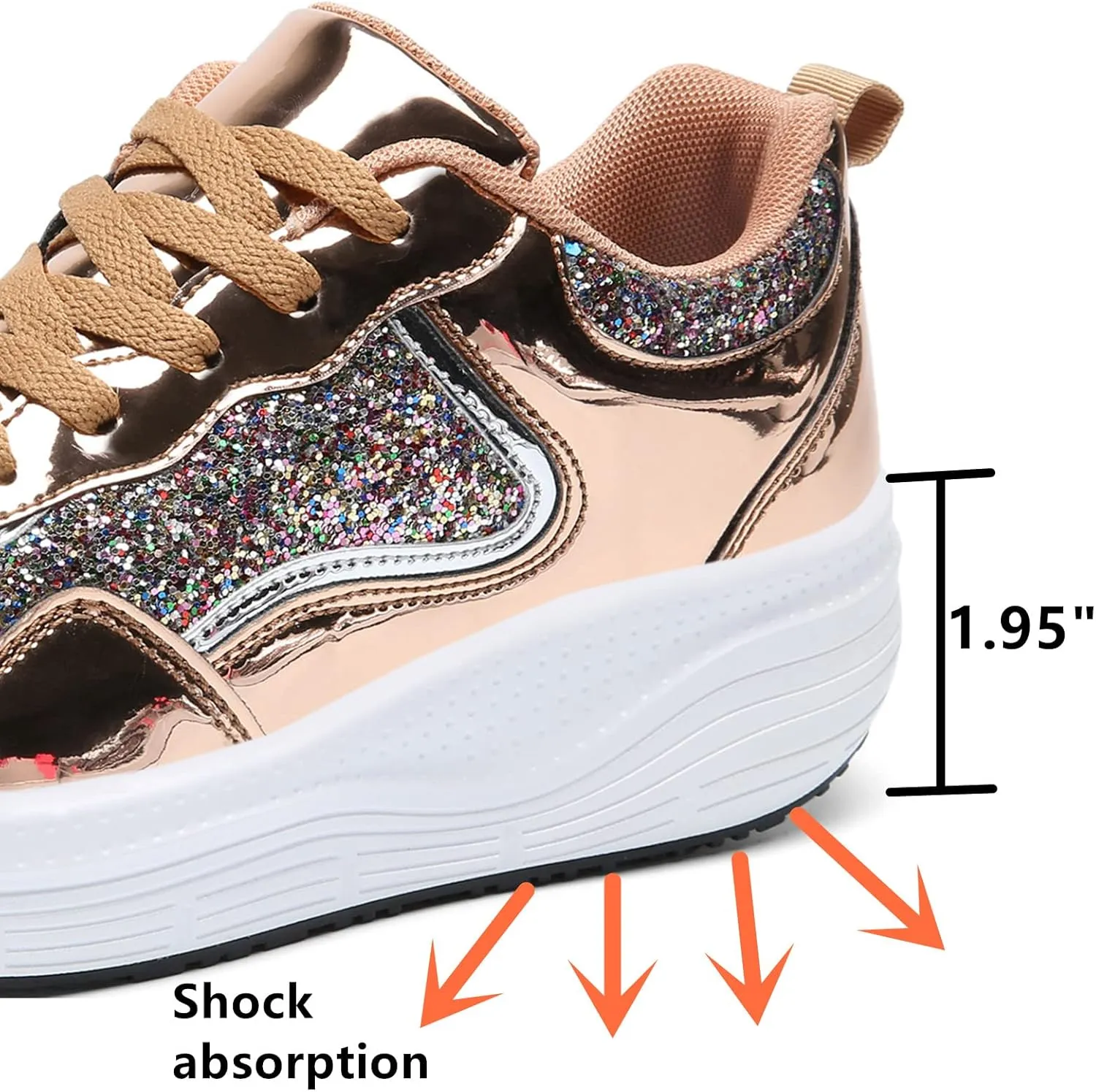 kkdom Women's Walking Shoes Breathable Mesh Comfort Lightweight Wedge Platform Sneakers