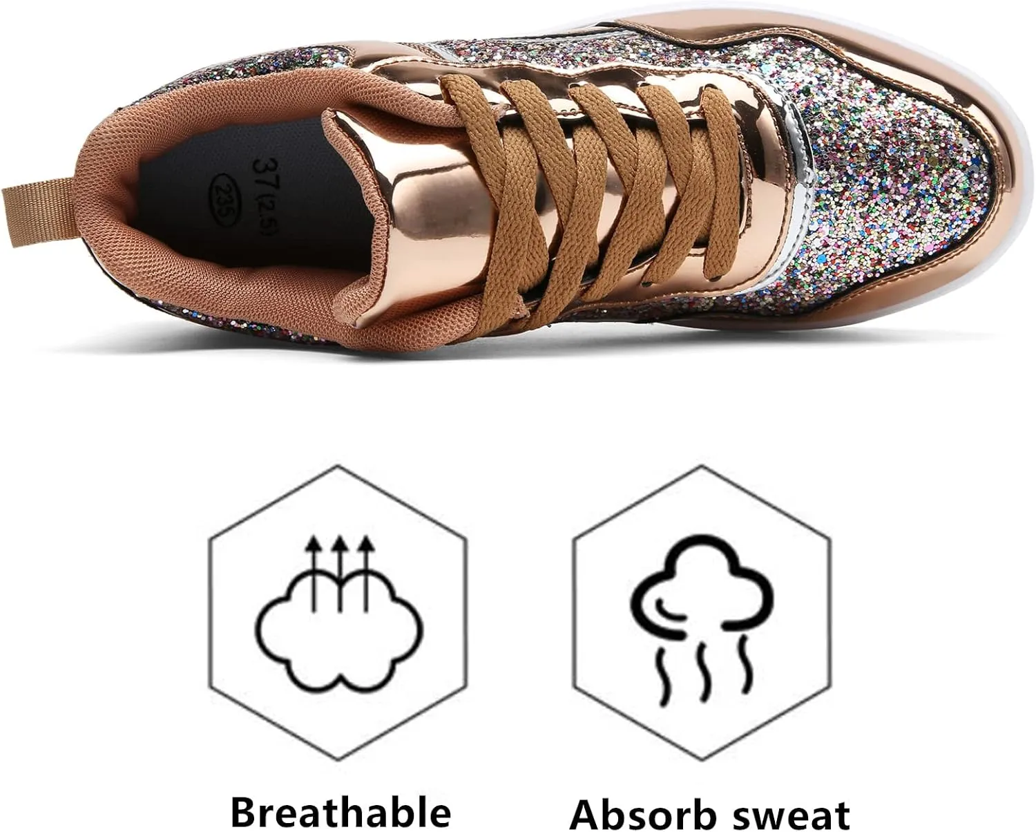 kkdom Women's Walking Shoes Breathable Mesh Comfort Lightweight Wedge Platform Sneakers