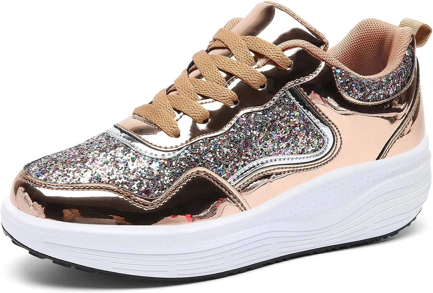 kkdom Women's Walking Shoes Breathable Mesh Comfort Lightweight Wedge Platform Sneakers