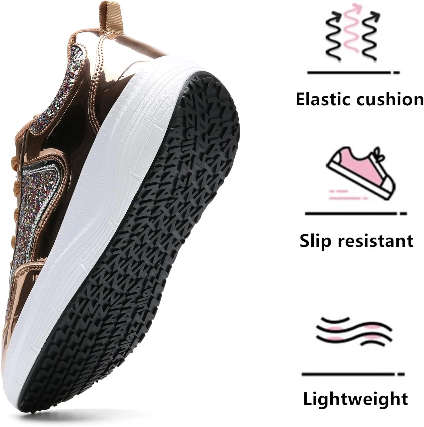kkdom Women's Walking Shoes Breathable Mesh Comfort Lightweight Wedge Platform Sneakers