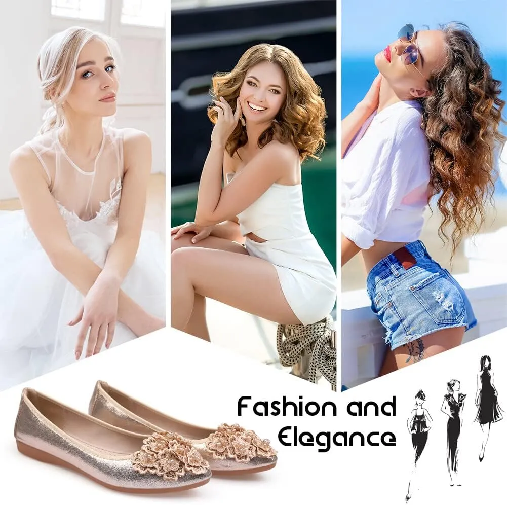 KUNWFNIX Women Ballet Flats Rhinestone Wedding Ballerina Shoes Foldable Sparkly Comfort Slip on Flat Shoes