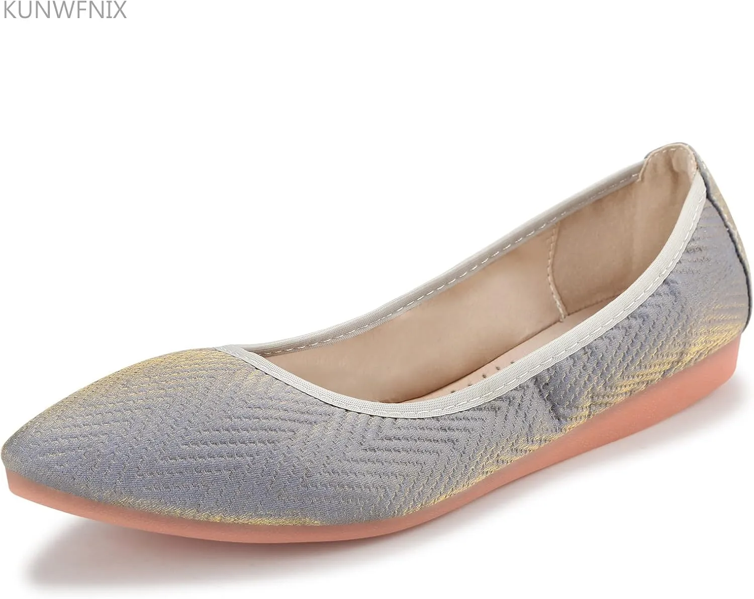 KUNWFNIX Women's Ballet Flats Foldable Classic Crown Rhinestone Slip On Flowers PU Leather Pointed Toe Comfort Flat Casual Dress Shoes