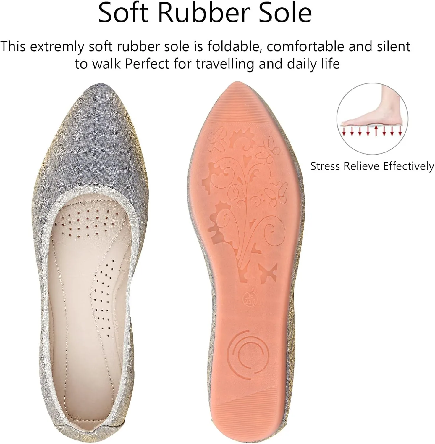 KUNWFNIX Women's Ballet Flats Foldable Classic Crown Rhinestone Slip On Flowers PU Leather Pointed Toe Comfort Flat Casual Dress Shoes