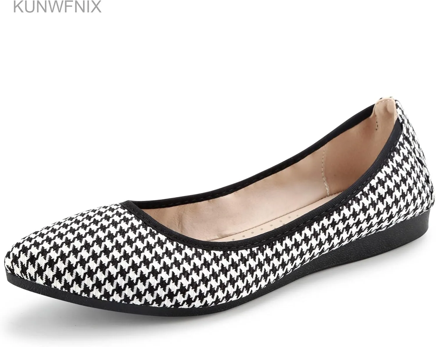 KUNWFNIX Women's Ballet Flats Foldable Classic Crown Rhinestone Slip On Flowers PU Leather Pointed Toe Comfort Flat Casual Dress Shoes