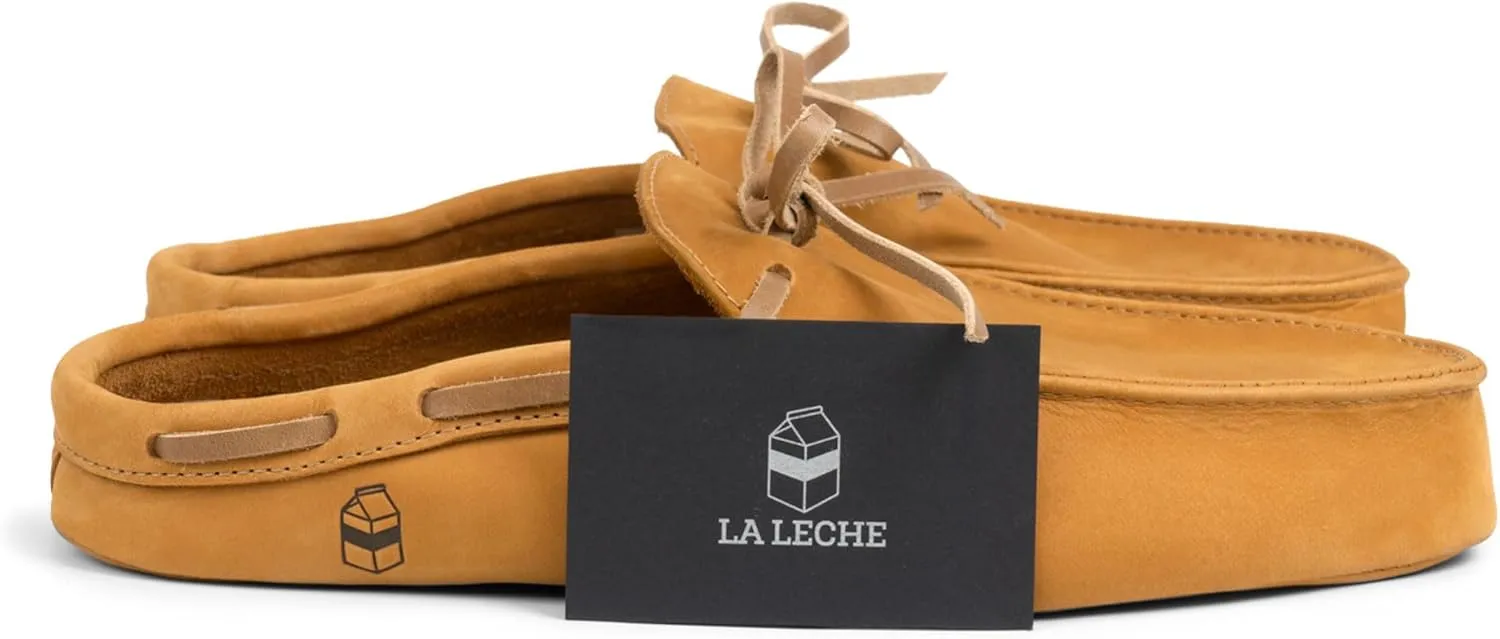La Leche, Mule Boat Shoes, Indoor Scuff Slippers, Shoes for Home, Full Grain Leather & Memory Foam, Handmade