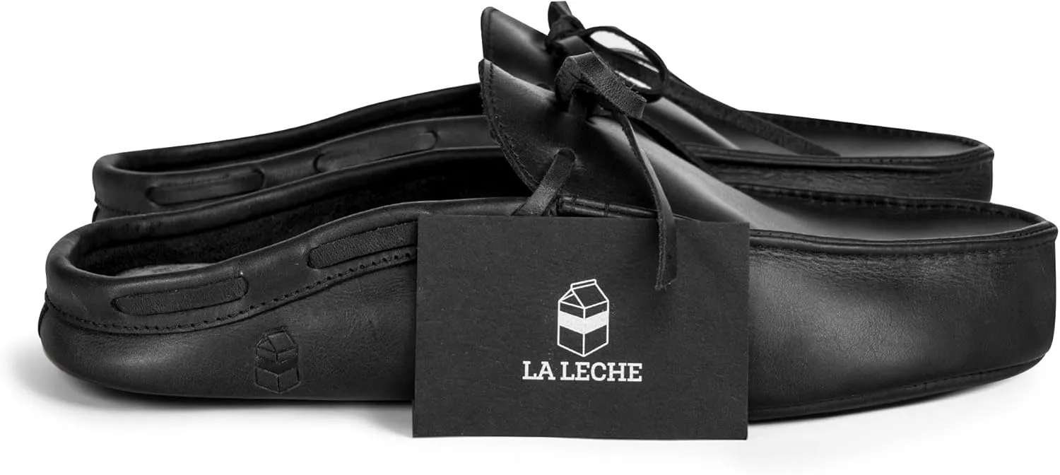 La Leche, Mule Boat Shoes, Indoor Scuff Slippers, Shoes for Home, Full Grain Leather & Memory Foam, Handmade