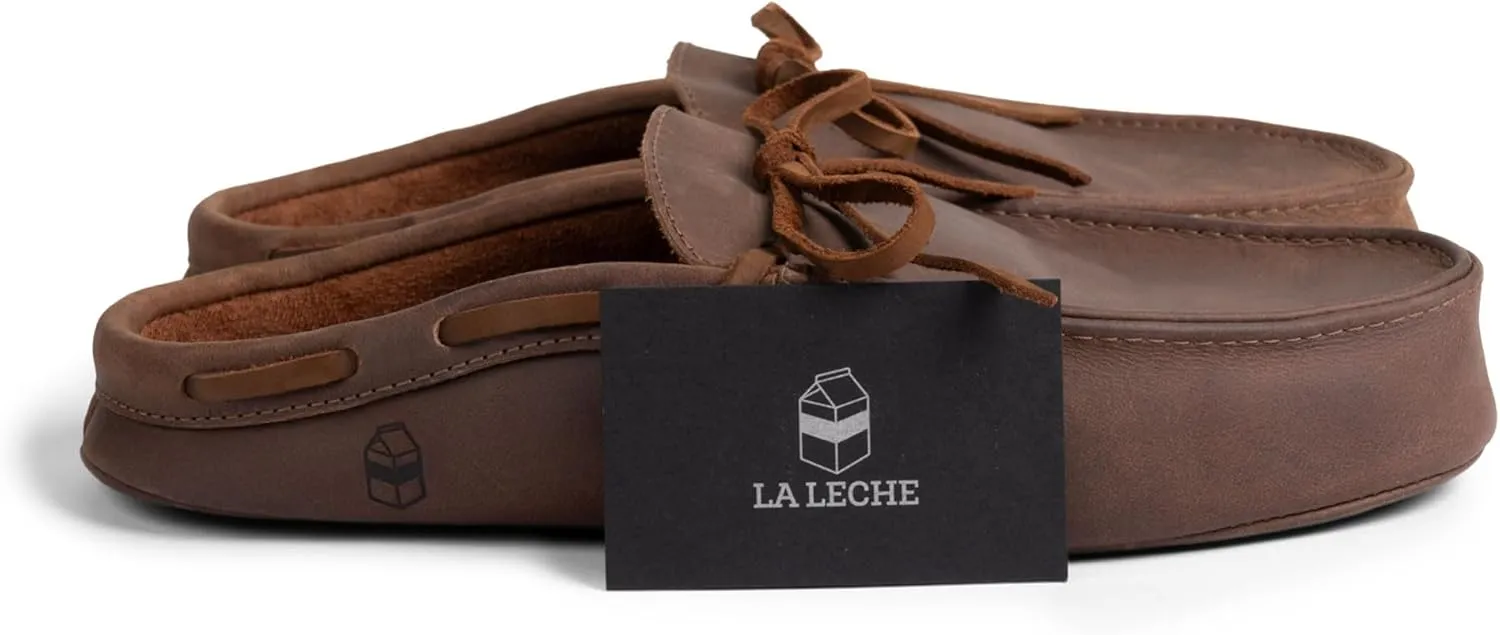 La Leche, Mule Boat Shoes, Indoor Scuff Slippers, Shoes for Home, Full Grain Leather & Memory Foam, Handmade