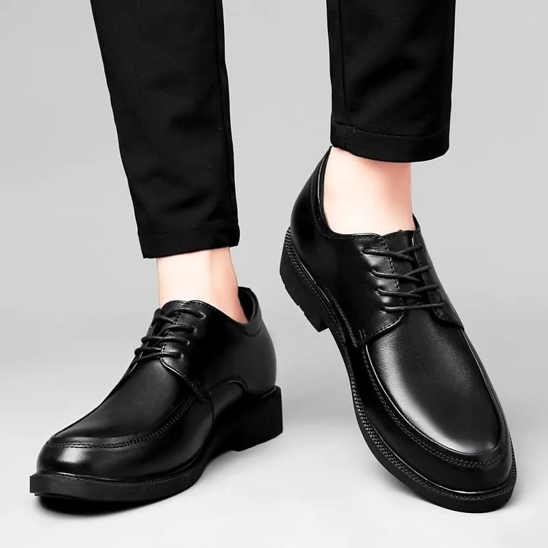 Lace Up Platform Oxford Shoes Pointed Toe Shiny Patent Leather Dress Shoes Modern Wedding Office Work Tuxedo Derby Shoes for Men