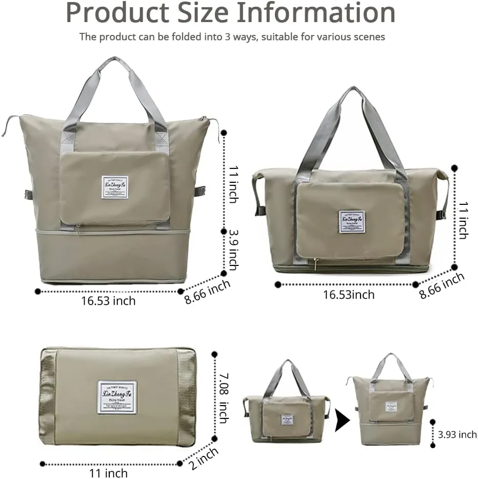 Large Capacity Foldable Travel Bag, Expandable Waterproof Carry on Bag, Dry and Wet Separation Spor Duffel Bags