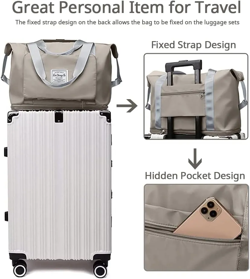 Large Capacity Foldable Travel Bag, Expandable Waterproof Carry on Bag, Dry and Wet Separation Spor Duffel Bags