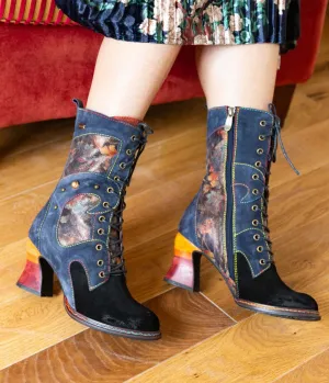 Laura Vita Fabulous Navy Multi Midi Boots